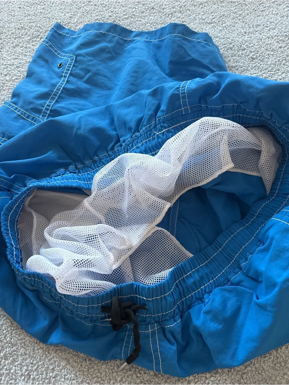 Men's Blue Cargo Swim Shorts with Drawstring Waist